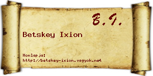 Betskey Ixion névjegykártya